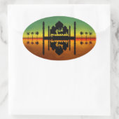 Sticker Ovale Réflexion nocturne de l'Aïd Moubarak (Sac)