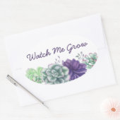 Sticker Ovale Regarde-moi grandir Succulents aquarelle Botanique (Enveloppe)