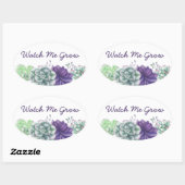 Sticker Ovale Regarde-moi grandir Succulents aquarelle Botanique (Feuille)