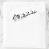 Sticker Ovale Reindeer Tirant Père Noël Sleigh . (Sac)