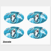 Sticker Ovale Rejoignez-nous pour un requin mordant (Feuille)