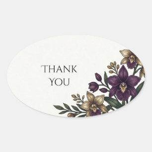 Sticker Ovale Remerciement de mariage botanique Iris Violet