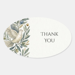 Sticker Ovale Remerciement de mariage floral colombelle botaniqu