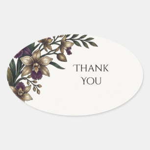 Sticker Ovale Remerciement de mariage floral Iris Violet