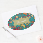 Sticker Ovale Remerciements Fall Leaves Motif Thanksgiving (Enveloppe)