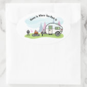 Sticker Ovale remorque de camping Animée (Sac)