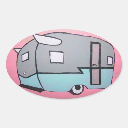 Sticker Ovale Remorque Oval de la Remorque Pink (Devant)