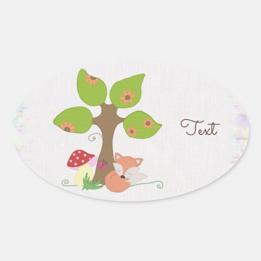 Sticker Ovale renard sous l'arbre (Devant)
