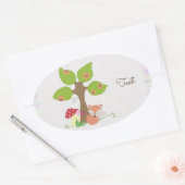 Sticker Ovale renard sous l'arbre (Enveloppe)