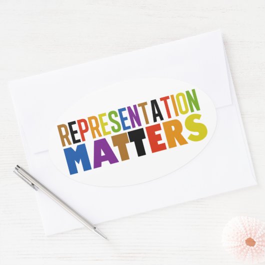 Sticker Ovale Representation Matters Rainbow Diversity (Enveloppe)