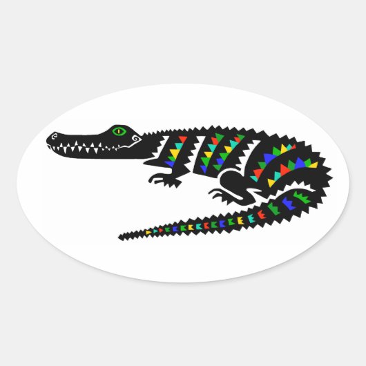 Sticker Ovale Reptile - American CROCODILE - Nature - Faune - (Devant)