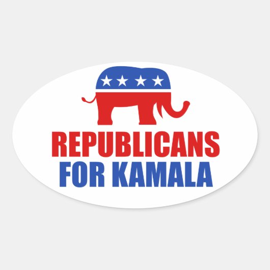 Sticker Ovale Républicains pour Kamala Harris Elephant (Devant)