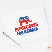 Sticker Ovale Républicains pour Kamala Harris Elephant (Enveloppe)