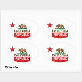 Sticker Ovale RÉPUBLIQUE DE CALIFORNIE Drapeau d'Etat Grand Étoi (Feuille)
