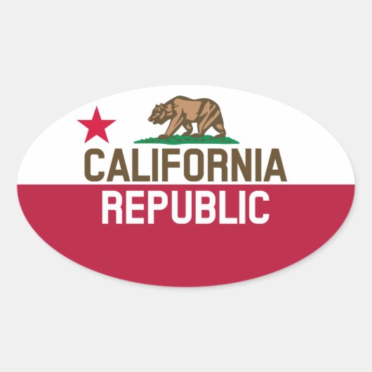 Sticker Ovale RÉPUBLIQUE DE CALIFORNIE Drapeau Drapeau Drapeau D (Devant)
