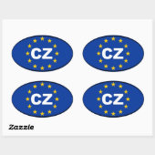 Sticker Ovale République tchèque - CZ - Union européenne (Feuille)