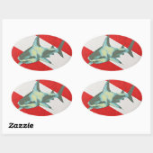 Sticker Ovale requin-drapeau (Feuille)
