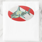 Sticker Ovale requin-drapeau (Sac)