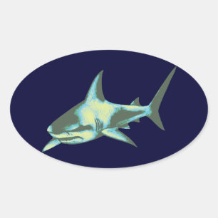 Sticker Ovale requins, animaux sauvages