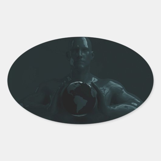 Sticker Ovale Réseau d'information en ligne comme transfert numé (Devant)