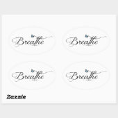 Sticker Ovale Respire avec le papillon bleu (Feuille)