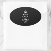 Sticker Ovale Restez Calme Et Continuez Sur Noir (Sac)