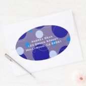 Sticker Ovale Retro Blue Circles & Ovals Royal Adresse de retour (Enveloppe)