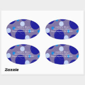 Sticker Ovale Retro Blue Circles & Ovals Royal Adresse de retour (Feuille)