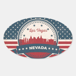 Sticker Ovale Retro Las Vegas Skyline