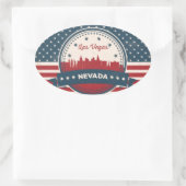 Sticker Ovale Retro Las Vegas Skyline (Sac)