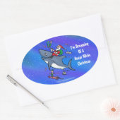Sticker Ovale Rêver D'Un Grand Noël De Requin Blanc (Enveloppe)