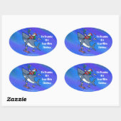 Sticker Ovale Rêver D'Un Grand Noël De Requin Blanc (Feuille)