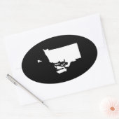 Sticker Ovale Rhode Island en blanc et noir (Enveloppe)