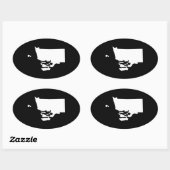 Sticker Ovale Rhode Island en blanc et noir (Feuille)