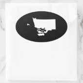 Sticker Ovale Rhode Island en blanc et noir (Sac)