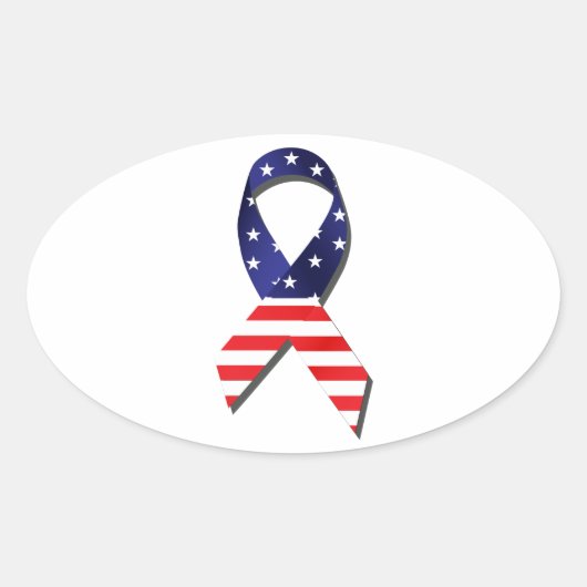 Sticker Ovale Ribbon USA (Devant)