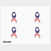 Sticker Ovale Ribbon USA (Feuille)