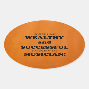 Sticker ovale riche et réussi musicien