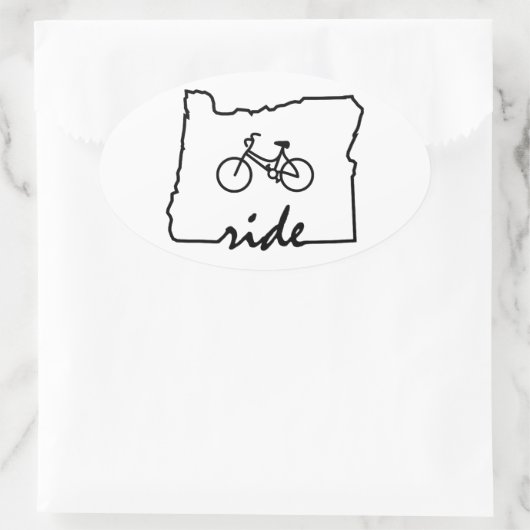 Sticker Ovale Ride Oregon (Cyclisme) (Sac)