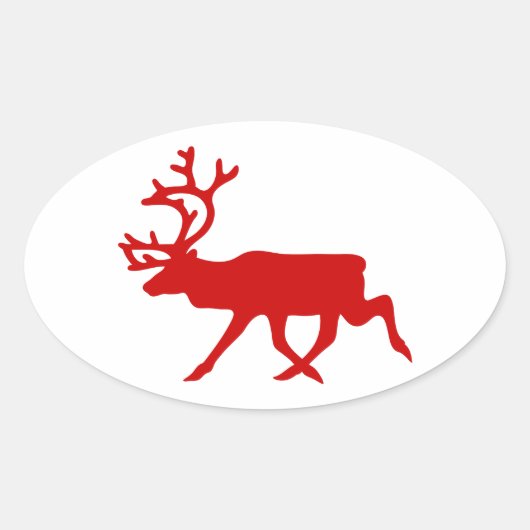 Sticker Ovale Rindeer rouge / Silhouette caribou (Devant)