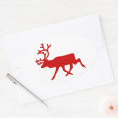 Sticker Ovale Rindeer rouge / Silhouette caribou (Enveloppe)