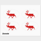 Sticker Ovale Rindeer rouge / Silhouette caribou (Feuille)