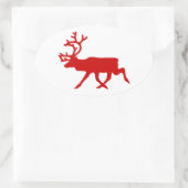 Sticker Ovale Rindeer rouge / Silhouette caribou (Sac)