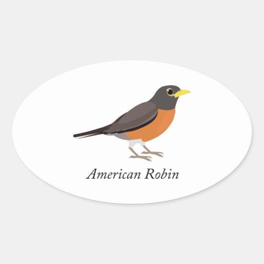 Sticker Ovale Robin américain (Devant)