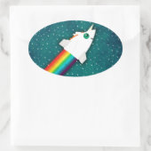 Sticker Ovale Rocket Arc-en-ciel de Unicorne (Sac)