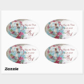 Sticker Ovale ROMANTICA MONOGRAM, Enregistrer la date, Blanc (Feuille)