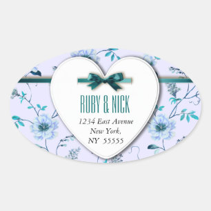 Sticker Ovale RomanticCharm Collection vintage de mariages flora