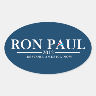 Sticker Ovale Ron Paul 2012 - Restauration Amérique maintenant