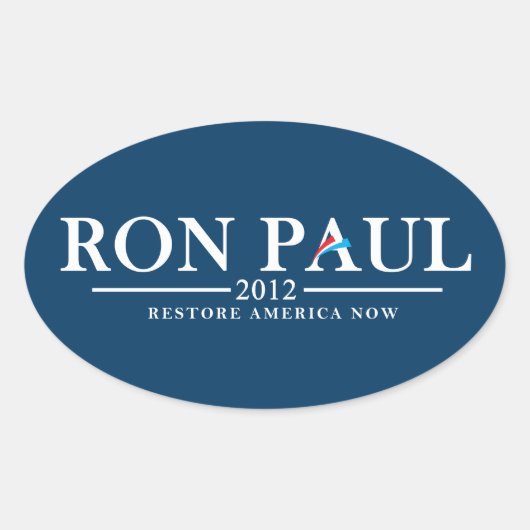 Sticker Ovale Ron Paul 2012 - Restaurer l'Amérique maintenant (Devant)