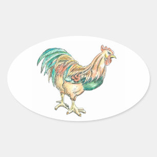 Sticker Ovale Rooster Art